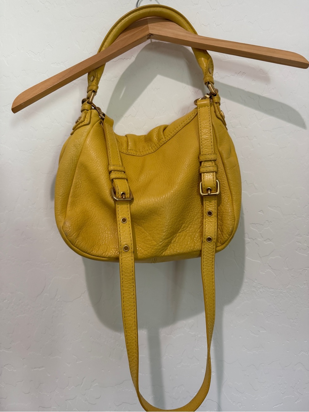 Marc by Marc Jacobs Mustard Yellow Pebbled Leather Hobo Shoulder Bag - Picture 2 of 2